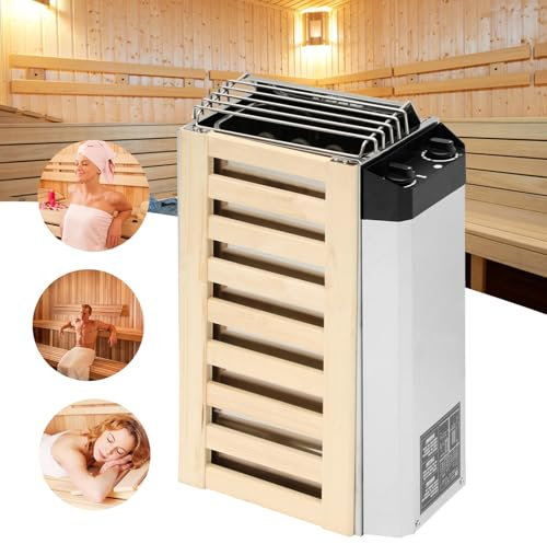 Calentador de sauna eléctrico, 3KW/3,6KW Calentador de estufa de sauna de acero inoxidable con control interno Calentador de sauna seco y húmedo eléctrico para el hogar, hotel, sauna, spa, ducha, ba