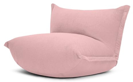 Fatboy BonBaron Sherpa Sitzsack XXL - Flauschiger Sitzsack Erwachsene - Relaxsessel mit Verstellbarer Rückenlehne für Drinnen - Bequemer Bean Bag aus Sherpa - 120 x 120 x 75cm - Pinky Promise