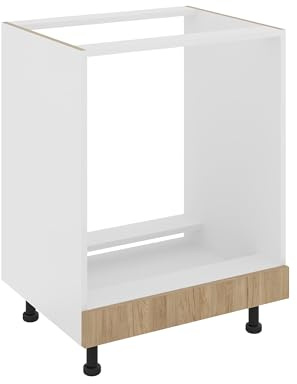 haaus Backofenschrank Karo, Naturholz/Weiß, 60 x 50 x 80 cm
