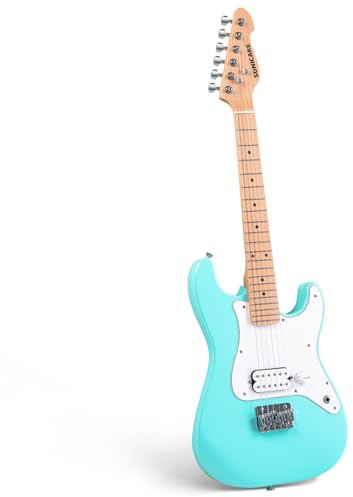 SONICAKE Guitare Électrique 30 pour Débutants, Corps en Bois Massif avec Micro Humbucker, Manche et Touche en Bois d’une Pièce QGT-50 (Vert)