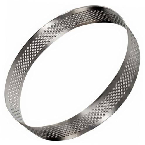 Gatuida Molde Redondo de Acero Inoxidable para Tartas y Mousse Aro Perforado Antiadherente para Repostería Casera Molde Compacto y Flexible para Pasteles Pequeños y Postres