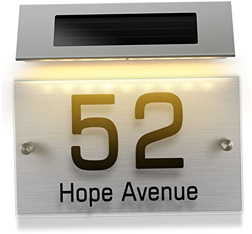 iplusmile Lampada Solare da Parete con Numero Civico LED Colori Insegna Indirizzo Personalizzabile per Esterni Patio Giardino Percorso