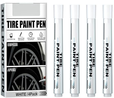 Mingzhe White Tire Paint Marker Pen, Snabbtorkande Oljebaserad Markör för Autogummi Däck, Blekningsbeständig Graffiti Tracing Pen, Vattentät Bildäck Paint Marker Pen med Ventildesign