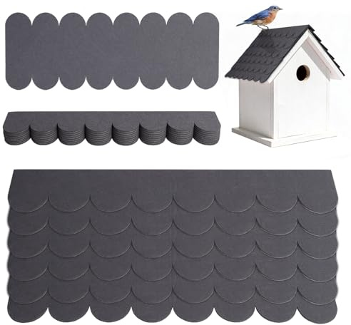 Dachpappe für Vogelhaus, Dachpappe Selbstklebend, Mini Dachschindeln für Nistkastendach Nistkasten Kaninchenstall Hundehütte Insektenhotel Briefkastendächer (32, Grau)