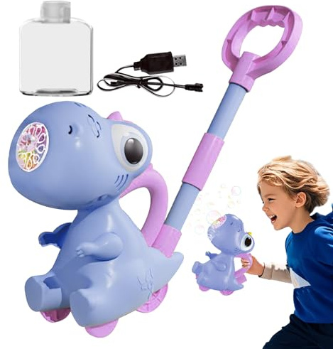 Dinosaurie – Bubble-maskin, dinosaurie-bubble Maker, blåsmaskin, 10 hål, skjutleksak för trädgård bakgård, skoj utomhus