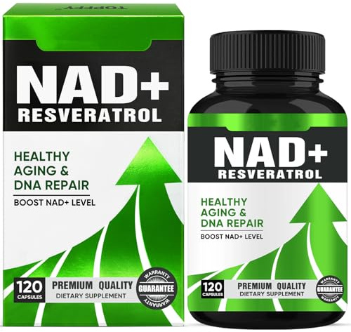 NAD+ 1000MG Resveratrol Ergänzung, Vegetarische Kapseln, 120 Weichkapseln, Steigert Energie und Verbessert den Stoffwechsel