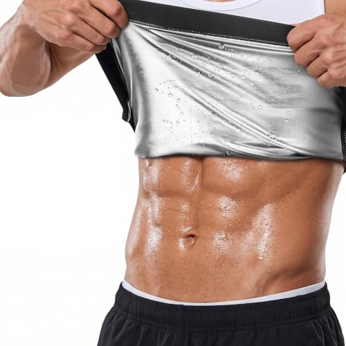 THQAE Bauchweggürtel Herren XXL/3XL, Schwitzgürtel mit Silber-Beschichtung für Sauna-Effekt, Bauchgürtel Fitnessgürtel für Sport, Fitness & Training, Verstellbarer Saunagürtel, Silber