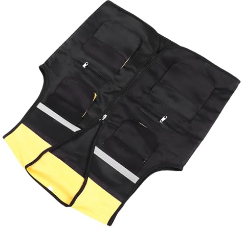 Marhynchus Arbetsväst, Reflekterande Ingenjörsväst Polyester Multifickor 3XL Svart för Byggarbetare för Mekanisk Drift, Synlig Design, Praktisk Förvaring, Bekväm Passform (Axl)