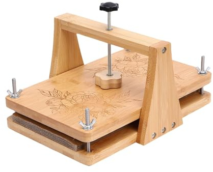 AMONIDA Wooden Flower Press Kit, Bamboo Plant Press, 10.83x6.89in Modular Pressing System with Scissors and 24 Tracing Paper, for Dried Flower Art and Crafts