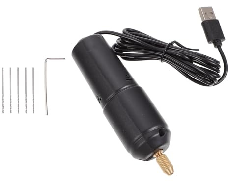 VINTORKY Mini Taladro Eléctrico de Mano para Perforar Plástico y Madera USB Ligero Motor 360 y Abrazadera de Latón para Manualidades y Modelismo
