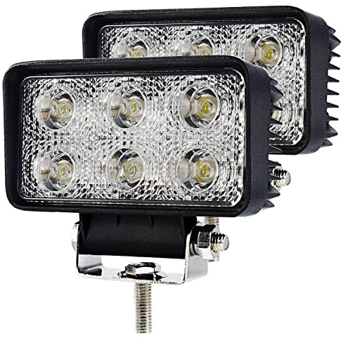 BRIGHTUM 18W LED Arbeitsscheinwerfer weiß 12V 24V Flutlicht Reflektor work light Scheinwerfer Arbeitslicht Offroad SUV UTV ATV Arbeitslampe Traktor Bagger Flut Beam (2 Stück)