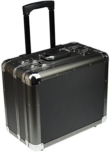 Multifunktions-Koffer mit Rollen für Herren mit Schaumstoffpolsterung von SONOVO aus Aluminium in schwarz 24930 | Alukoffer, Musterkoffer, Fotokoffer, Trolley | Vertreter, Fotografen, Entwickler