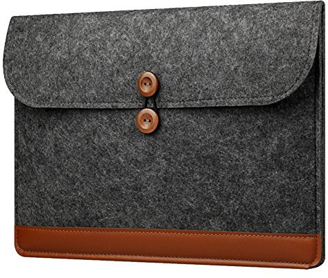 ZhuiKun 12 Pouces Résistant aux Chocs Housse Macbook Air/Macbook Pro Retina Sacoche Feutre de Laine pour Ordinateur Portable Ultrabook Sac Manches Pochette Noir