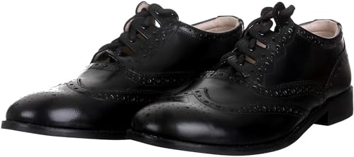The Scotland Kilt Company Men's Ghillie Brogues Shoes in Black - Exclusive Traditional Scottish Leather Lace Ups with Rubber Man Made Sole - 7 UK