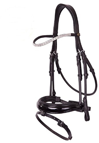 BR Trense Bridle Plymouth II - WB Full - schwarz - Stirnband mit Swarovski® Crystals - anatomisches RH mit Lack
