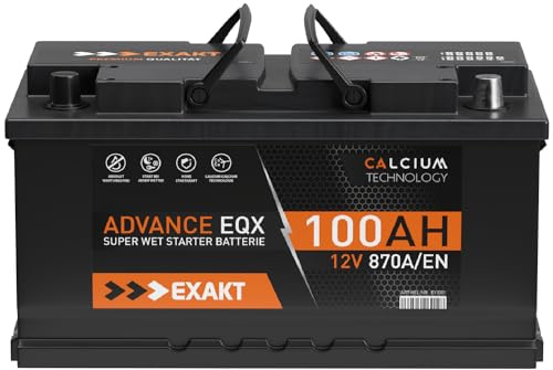 EXAKT Autobatterie 12V 100Ah Starterbatterie ersetzt 85Ah 88Ah 92Ah 95Ah