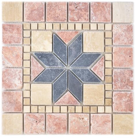 Naturstein Travertin Rosone Tarbora Beige Rot Schwarz Matt 30x30cm Wand Boden WC