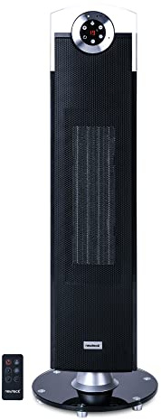 NEWTECK-Calefactor Cerámico Rhapsody, Termoventilador de Torre, 2500W, Temperatura Ajustable hasta 35º, Temporizador 12h. Oscilación 76º, Silencioso, Velocidad 1.6m/s, Mando a Distancia y Panel Táctil