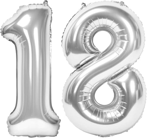 Siumir Zahlenballons Silber Number Folienballons Zahl 50 Riesenzahl Luftballons für Geburtstag, Hochzeit, Jubiläum Party Dekoration