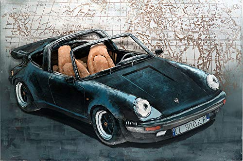 Vintage-Line Metallbild Porsche 911 Black ca. 115x75 cm