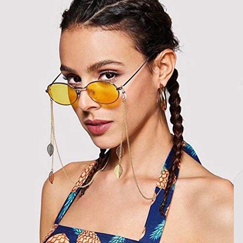 Bohend Mode Frauen Glaskette Gold Blätter Gesichtsmaskenkette Blatt Sonnenbrillen Kette Zubehör Für Glas- und Gesichtsmasken