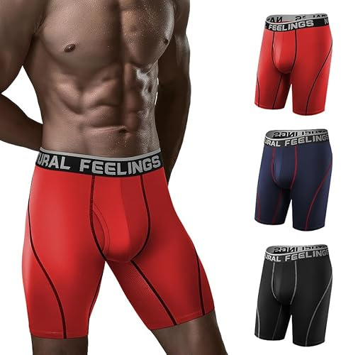 Natural Feelings Mens Underwear Boxer Briefs Long Leg 9 Inch Performance Boxer Briefs for Men