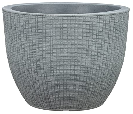 Scheurich Barceo 30, Pflanzgefäß/Blumentopf/Pflanzenkübel, rund, Farbe: Stony Grey, hergestellt mit recyceltem Kunststoff, 10 Jahre Garantie, für den Außenbereich