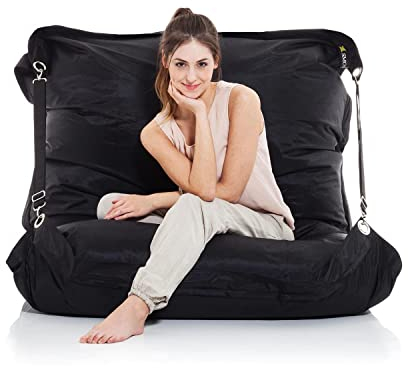 SMOOTHY Original Supreme Indoor & Outdoor Sitzsack XXL 450L Riesensitzsack Sitzkissen Sessel für Kinder & Erwachsene (Mitternachts-Schwarz)