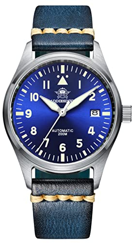 ADDIESDIVE Herren Automatikuhr Unterwasser 200m Analoge Herrenuhr Mit Lederband H2