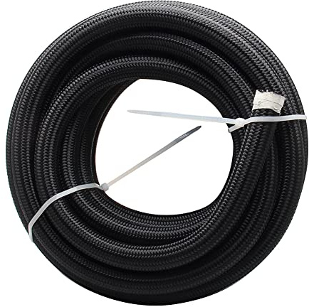 iSpchen AN10 Benzinschlauch Dieselschlauch 1M Benzin Schlauch Geflochtener Nylon Kraftstoffleitung Edelstahl flexibel Kraftstoffschlauch Reparatur für ersatz Schläuche Innendurchmesser 14mm,Schwarz