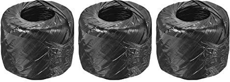 sourcing map Poliéster Nylon Plástico Cuerda Cordel Doméstico Atado para Embalaje Jardinería Artesanía, 150m Longitud, Negro Paquete de 3