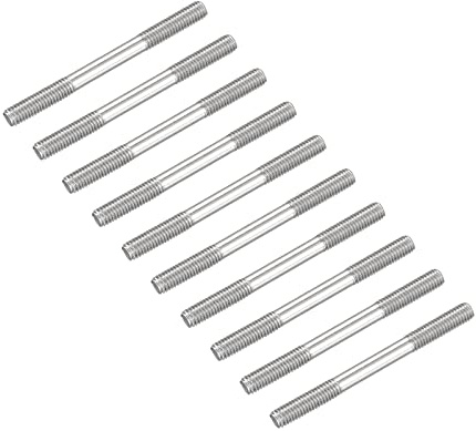 METALLIXITY 10 Stück Doppelseitige Stiftschrauben M6-Gewinde 65 mm Länge | 304, Edelstahl-Doppelgewindestangenbolzen, Für die Hauswartung