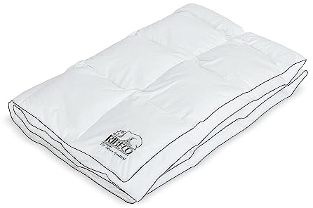 RIBECO GERMANY 155x220 cm weiß -warm Daunendecke, anschmiegsam, hochwertig, Made in Germany