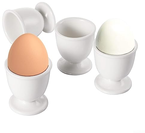 Lot de 6 coquetiers en céramique pour œufs à la coque - Pour four à micro-ondes, lave-vaisselle et fours - Blanc