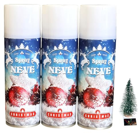 3 Bombole di Neve finta spray da ml 250 artificiale per addobbi natalizi decorazioni presepe alberi di natale finestre bomboletta