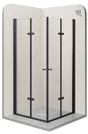 i-flair Duschkabine Emma 100x120 Höhe: 190 cm, Eckkabine mit Falttüren in Schwarz, Falttürkabine aus 6mm durchsichtigem Nano ESG-Sicherheitsglas - LINKS und RECHTS MONTIERBAR! ALLE GRÖSSEN DK99B