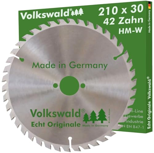 Volkswald ® HM-Sägeblatt W 210 x 30 mm Z = 42 Kunststoffe Acrylglas Massivholz Spanplatten Laminat Spanplatten beschichtet Holzplatten Tischkreissäge, Handkreissäge, Kapp- & Gehrungssäge