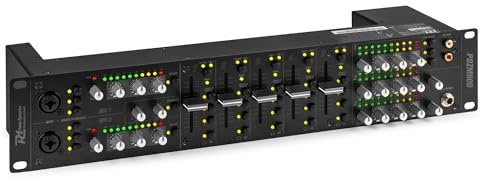 Power Dynamics PDZM800 Audio Mischpult 3-Zonen Mixer für Lautsprecher Installationen - DSP, 5 Input + 2 MIC Input Kanäle, Talkover, CUE, 19 Rack 2U, XLR, Klinke, +48V Phantom