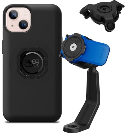 Quad Lock Motorcycle Mirror Stem Phone Mount Kit with Vibration Dampener and iPhone 13 MAG Case