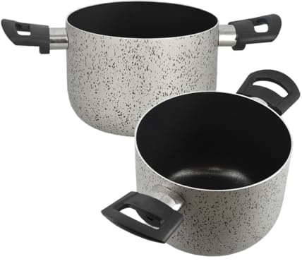 MA MAISON Pentola Fonda a 2 Manici Antiaderente in Alluminio per Cucinare - Adatta a Gas Vetroceramica e Fornelli Elettrici - Antigraffio + Manici Antiscivolo con Foro (Ø 16 cm)