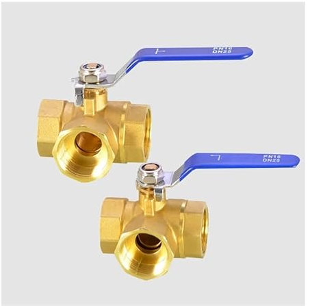 REIUAFWYGV 1pc 1/4 3/8 1/2 3/4 1 Female Brass Full Port T-Port L-Port 3 Way Ball Valve Connector Adapter For Water Oil Air Gas(1/4,T-type)
