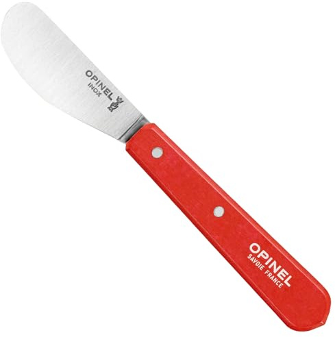 OPINEL Essential No.117 Spreading + Butter Knife, Painted Hornbeam Wood Handles, Made in France (Red)