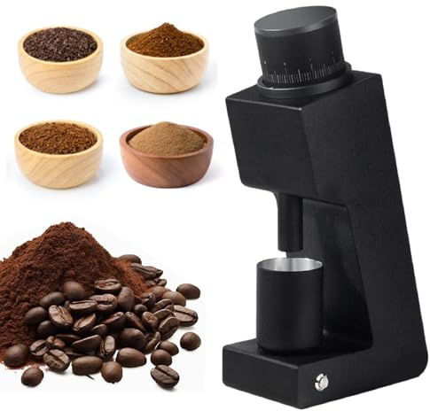 TBANVOO Macinacaffè, Macinini a Macine a Dose Singola con Coppa di Raccolta Polvere Magnetica, Macinino Elettrico per caffè con Design Anti-Statico, per Uso Domestico,Black