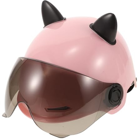 TOYANDONA Katzenohren Helmdekoration für Halbhelm, Abs, Unisex | Verstellbarer Riemen, Sommer und Outdoor Riding, mit Sonnen und Staubschutz für Fahrer
