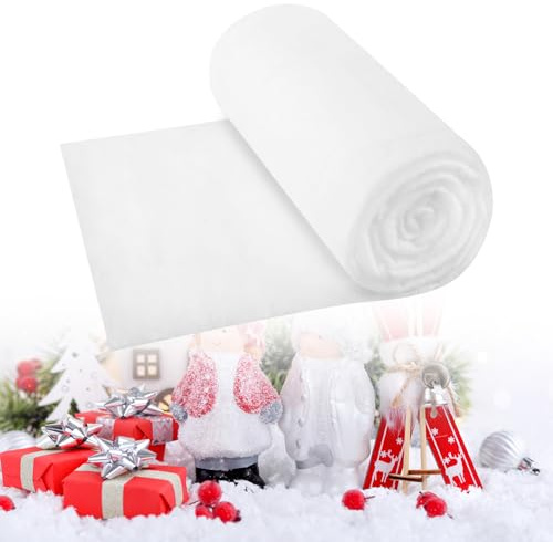 XIMISHOP 80 * 300CM Weihnachten Schneematte Deko,Watte Deko Schneewatte Gefälschte Schnee Decke Weiß Flauschig Künstliche Schnee Zum DIY Basteln Für Weihnacht Winter Atmosphäre Innen Haus