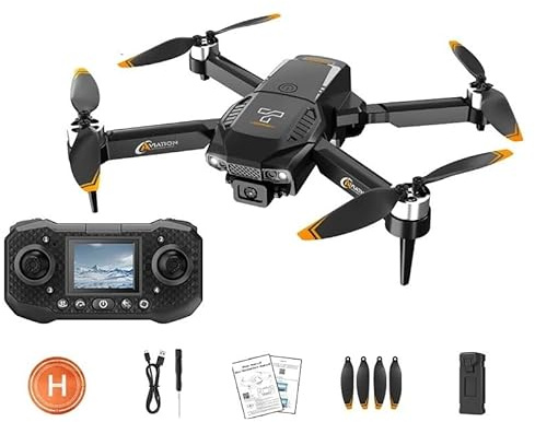 Drone Professionnel Mijia F205, Double caméra HD 8K avec écran de contrôle, évitement Intelligent des Obstacles, Moteur FPV sans balais(Black-4K-battery-1)