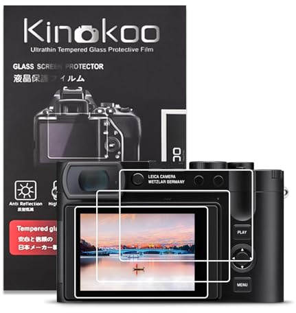 kinokoo Protector de pantalla para cámara Leica Q3/Q2 de 0,25 mm de vidrio templado con dureza 9H y alta claridad para la pantalla LCD Leica Q2/Q3 – Resistente a los arañazos y fácil de instalar