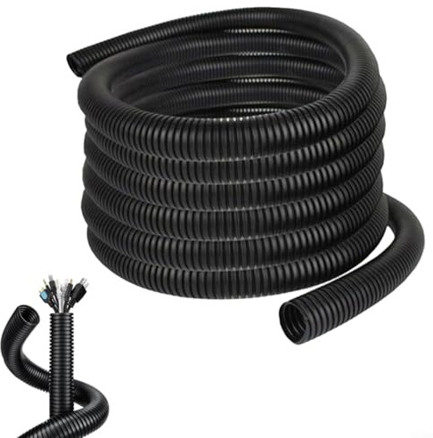 Lastdaytime 98FT Black Protective Wire Tubing, Plastic Cable Sleeve Split Tube for Automotive, Home, Industrial Use(3/8 inch Close)
