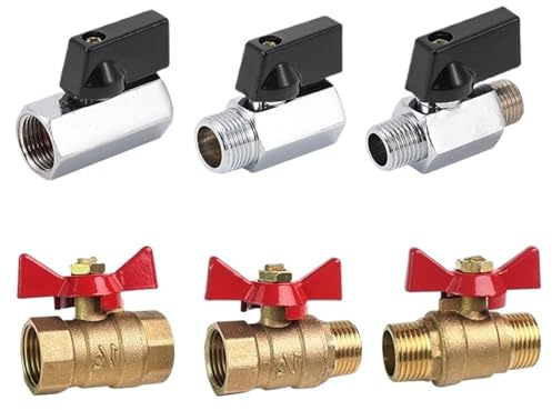 5/20/100pcs Brass Ball Valve Air Compressor Water Gas Oil Shut Off 1/8 1/4 3/8 1/2 Threaded Male to Female(1/8,20 PCS_RED_Male to Male)