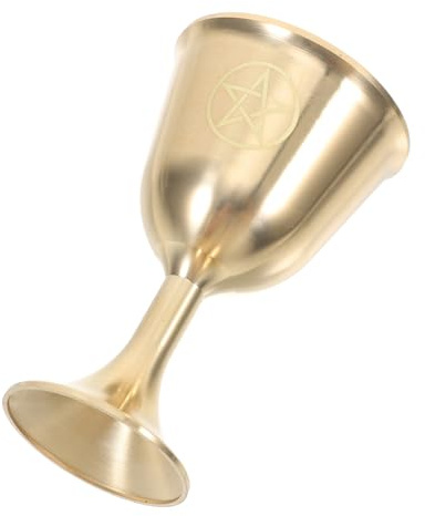 GOOHOCHY Cáliz Ritual de Latón con Pentagrama Vintage Copa Versátil para Ofrendas de Agua y Vino Decoración Elegante para Altar y Espacios Espirituales